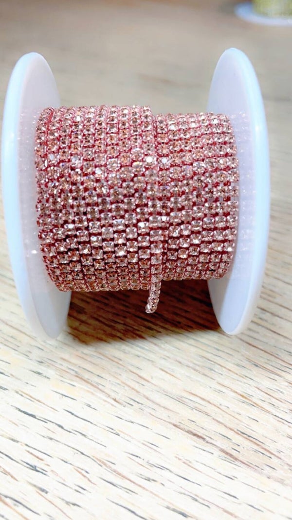 Strass ketting 2 mm rosé gold