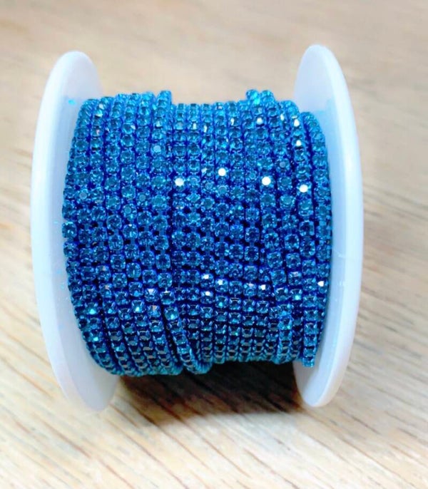 Strass ketting 2 mm petrol