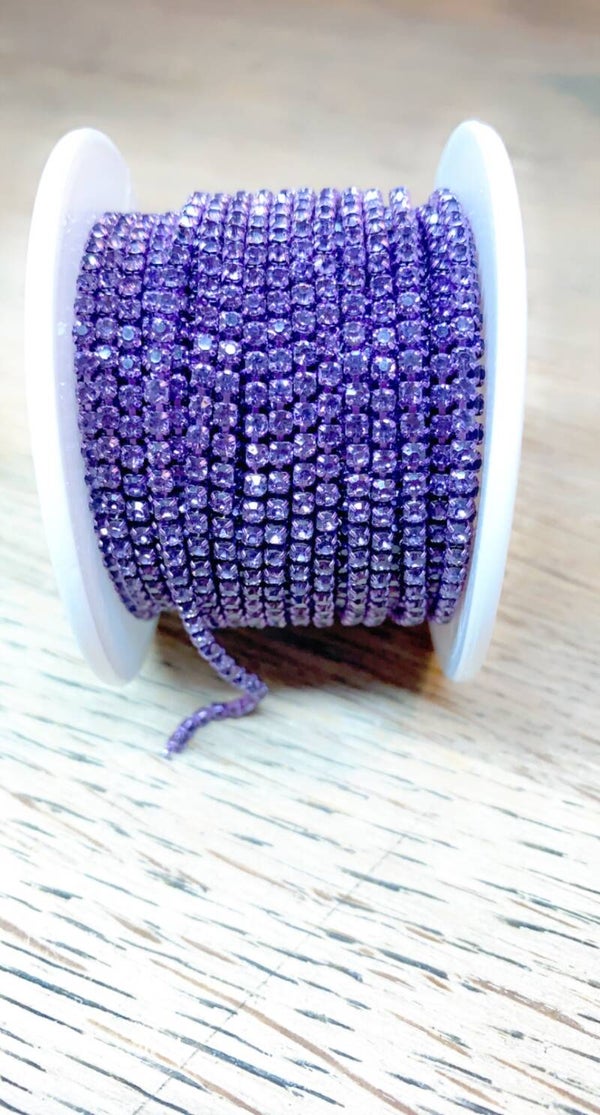 Strass ketting 2 mm Lila /paars