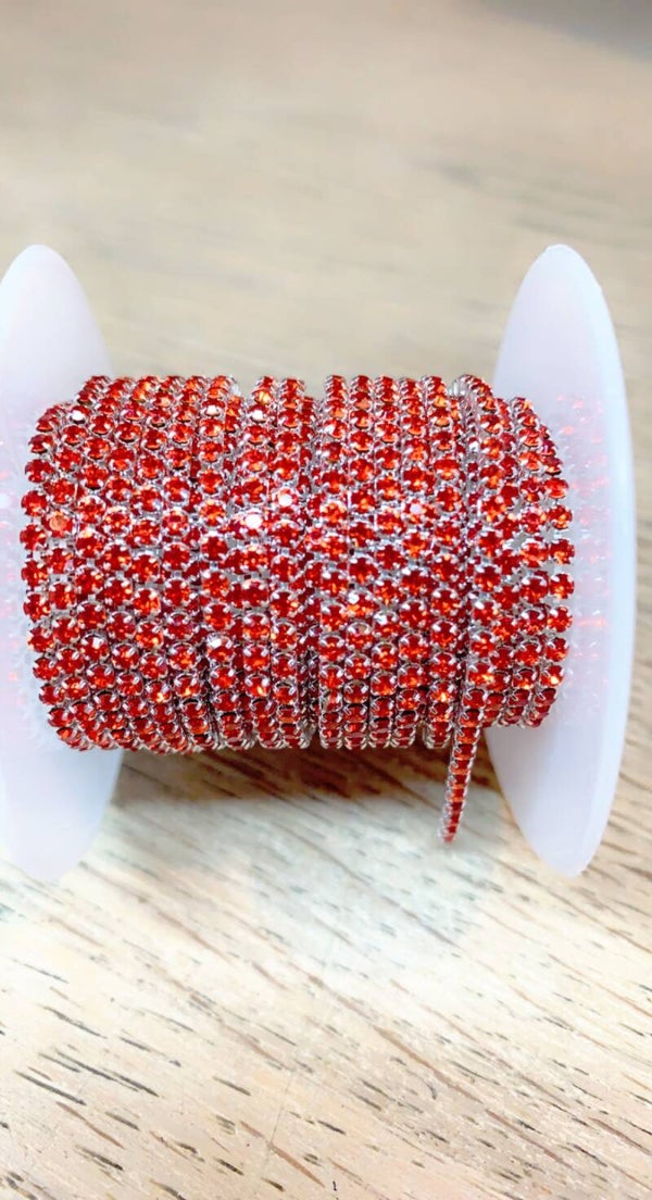 Strass ketting 2 mm  rood