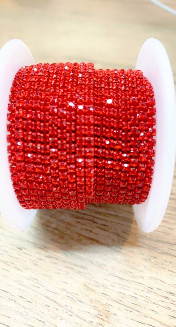 Strass ketting 2 mm Rood