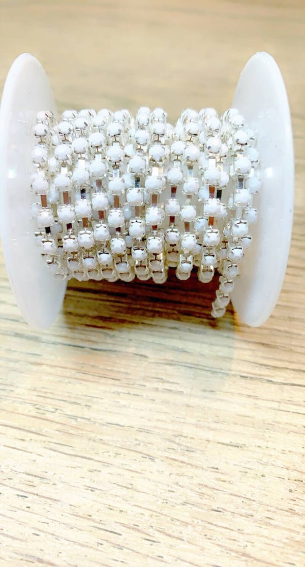 Strass ketting wit 3 mm 