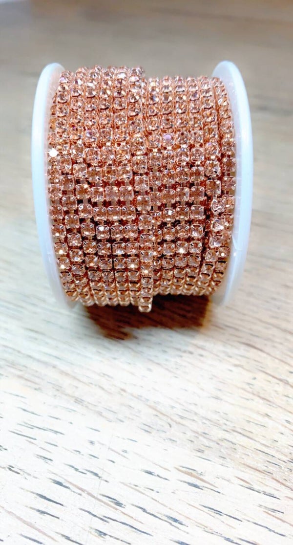 Strass ketting Rosegold 3 mm
