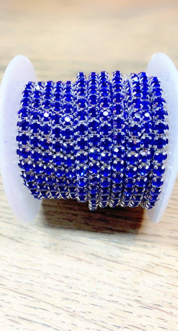 Strass ketting Saffier 3 mm