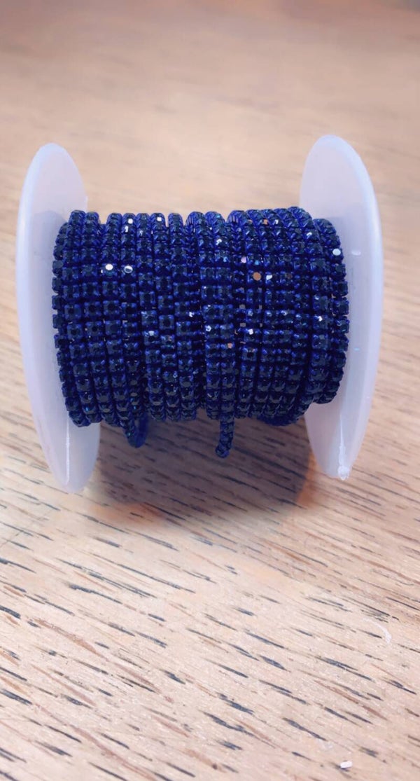 Strass ketting Donkerblauw 2 mm