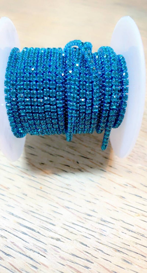 Strass ketting 2mm Petrol