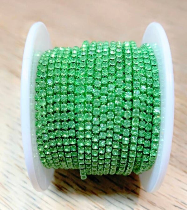 Strass ketting 2 mm licht groen