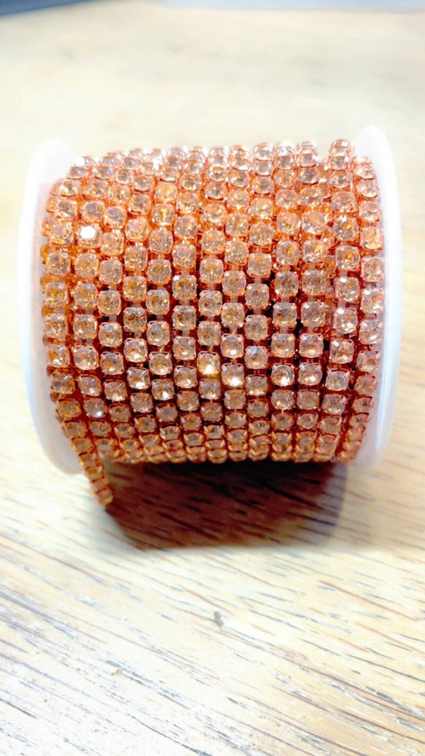 Strass ketting 4 mm Rosegold