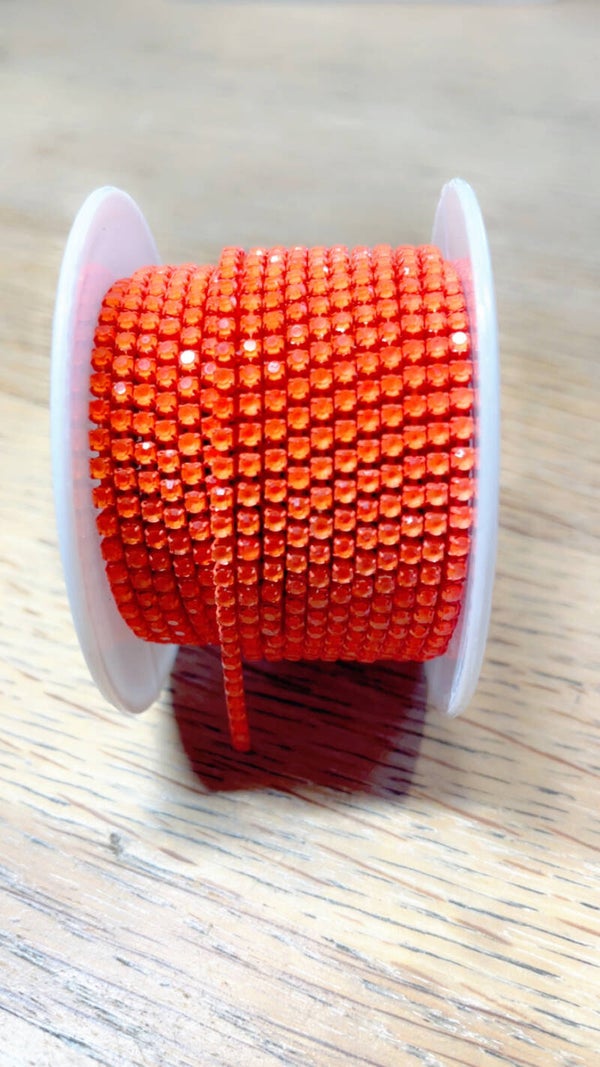 Strassketting 2 mm opaal coraal