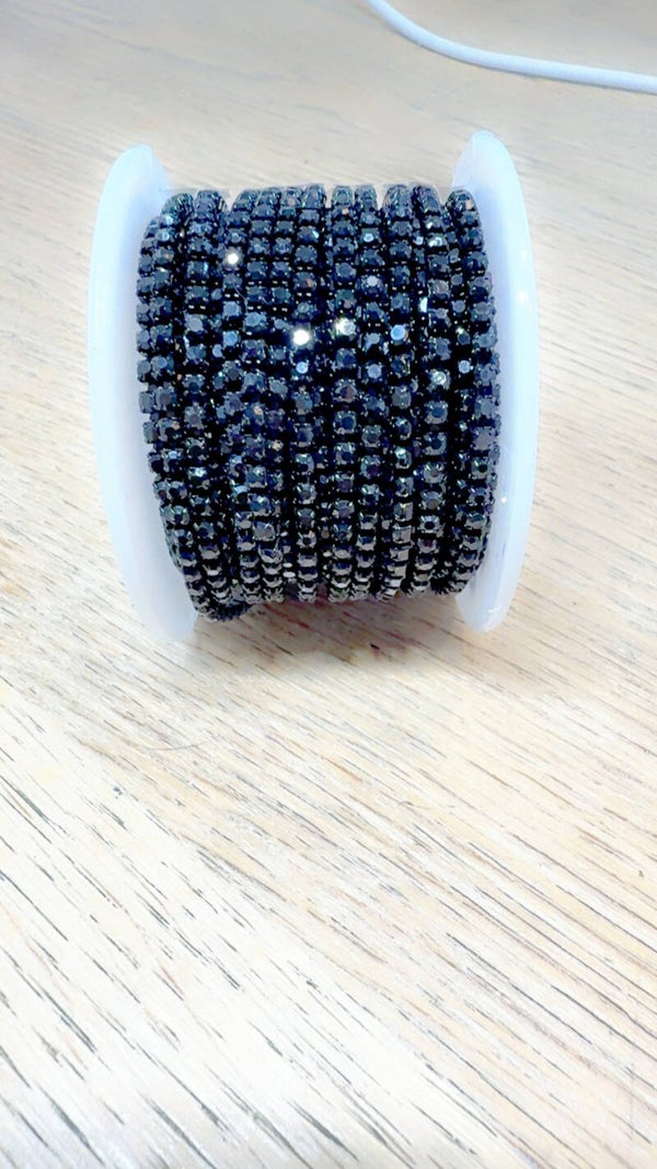 Strassketting zwart 2,5 mm