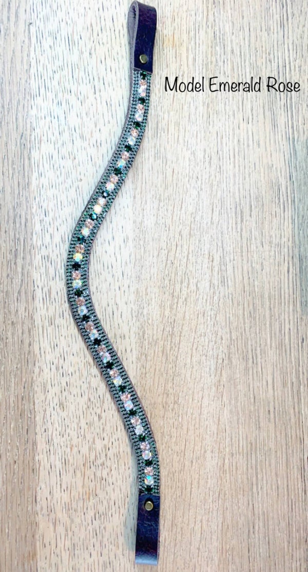 Frontriem Model 1,5 cm Emerald rose