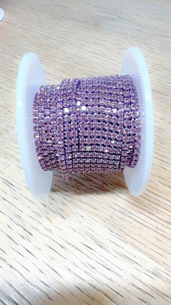 Strassketting 2 mm licht amethist