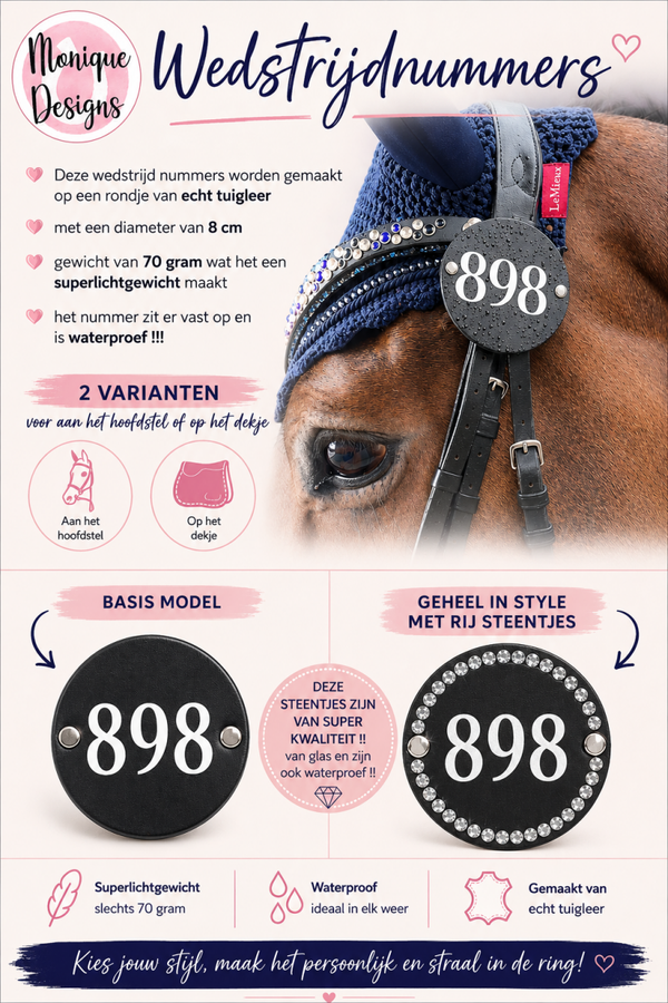 Wedstrijdnummer Model strass rij Hoofdstel