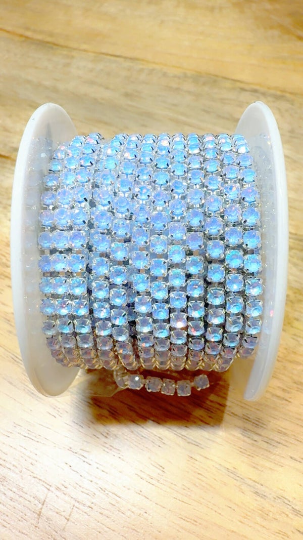 Strass Ketting opaal Licht blauw 3 mm