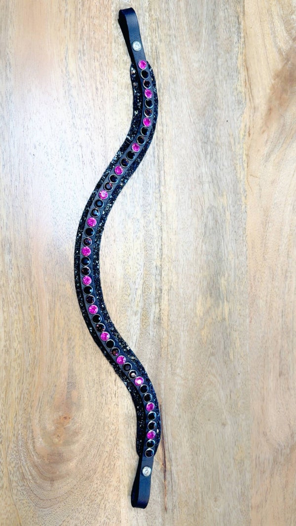 Frontriem  met zwarte glitters micklem lus !