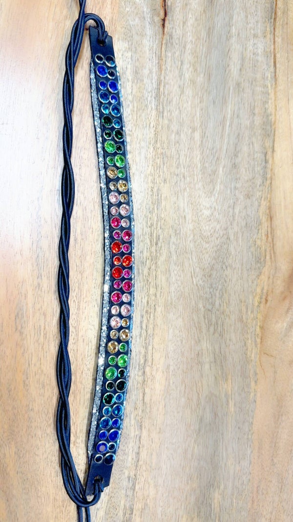 Zadelsieraad regenboog. Zilver glitter