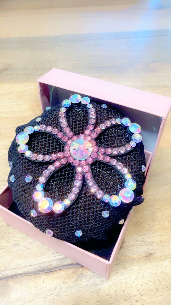 Haarnetje licht roze strass