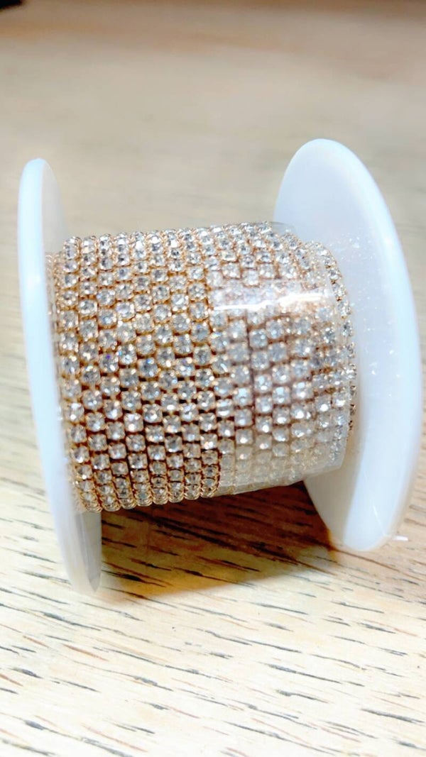 Strass ketting clear / champagne 2 mm