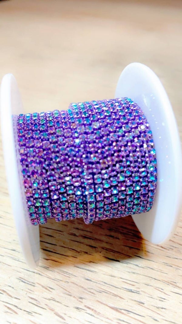 Strass ketting 2 mm lila/paars/petrol ab glans
