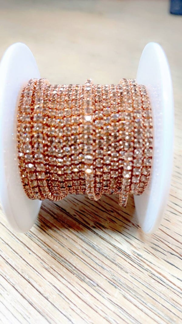 Strass ketting Rosegold 2,5 mm