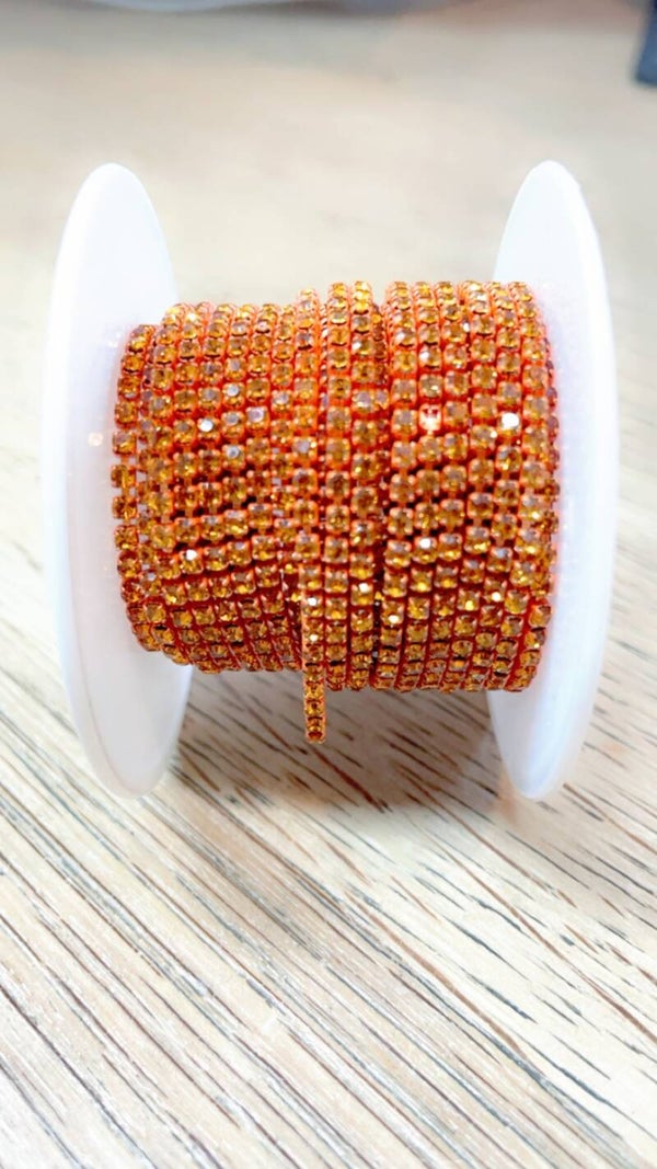 Strass ketting topaz 2 mm