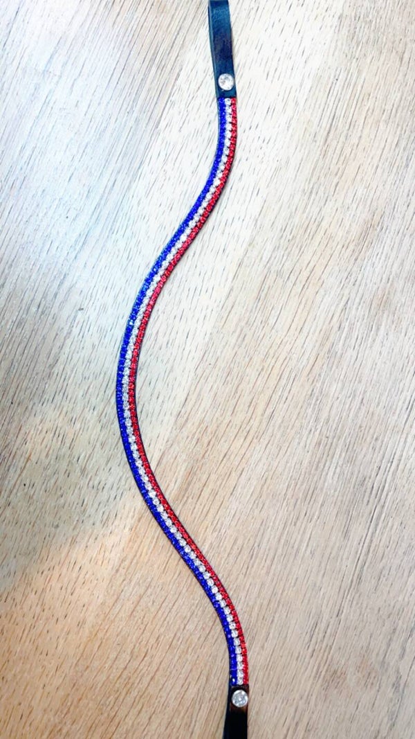 Frontriem 1 cm Model Rood/Wit/Blauw