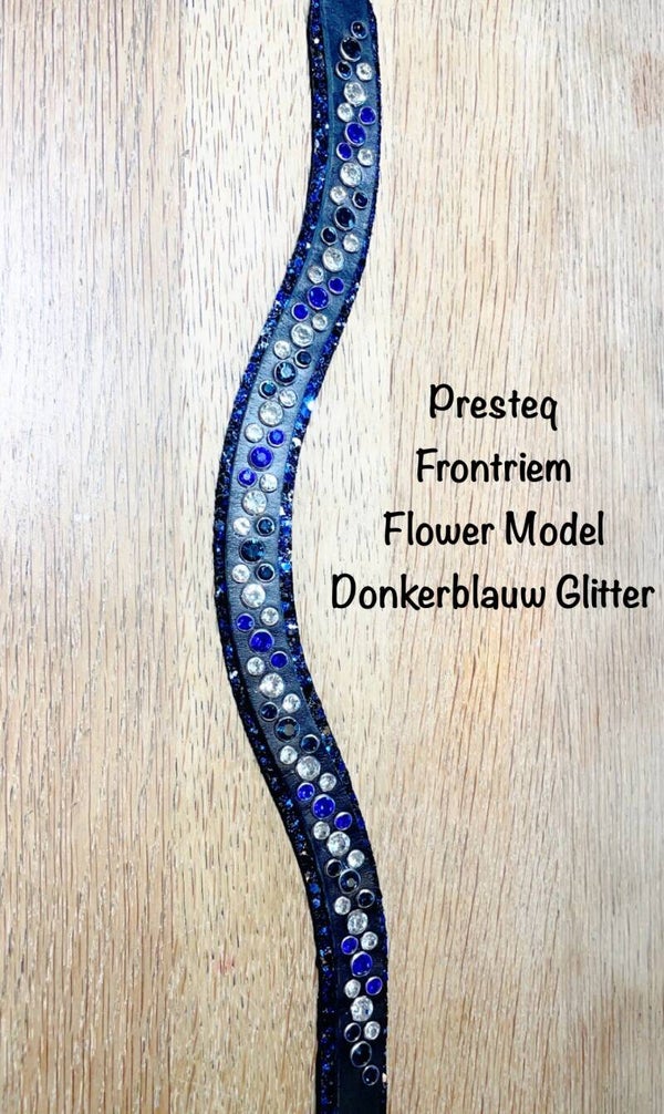 PresTeq Frontriem Flower Model Donkerblauw Glitter