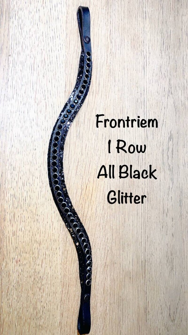 Frontriem 1 row  All Black glitter