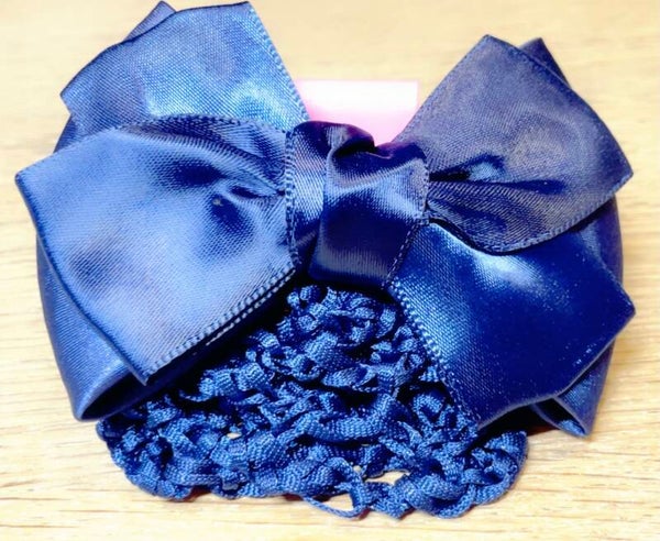 Navy blauwe strik met vaste haarnet