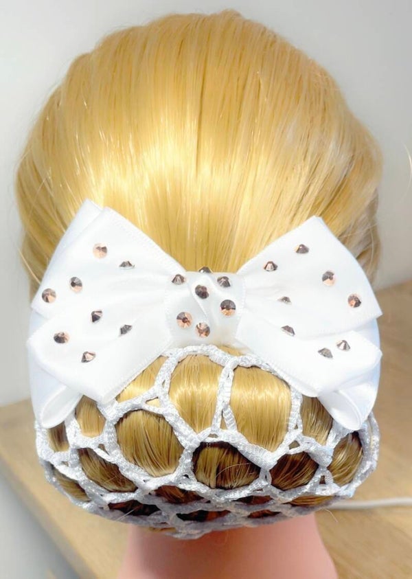 Haarstrik  incl knotnetje   Wit met rosegold