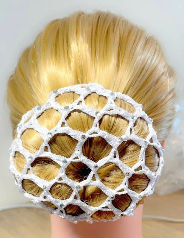 Wit Haarnetje met strass steentjes