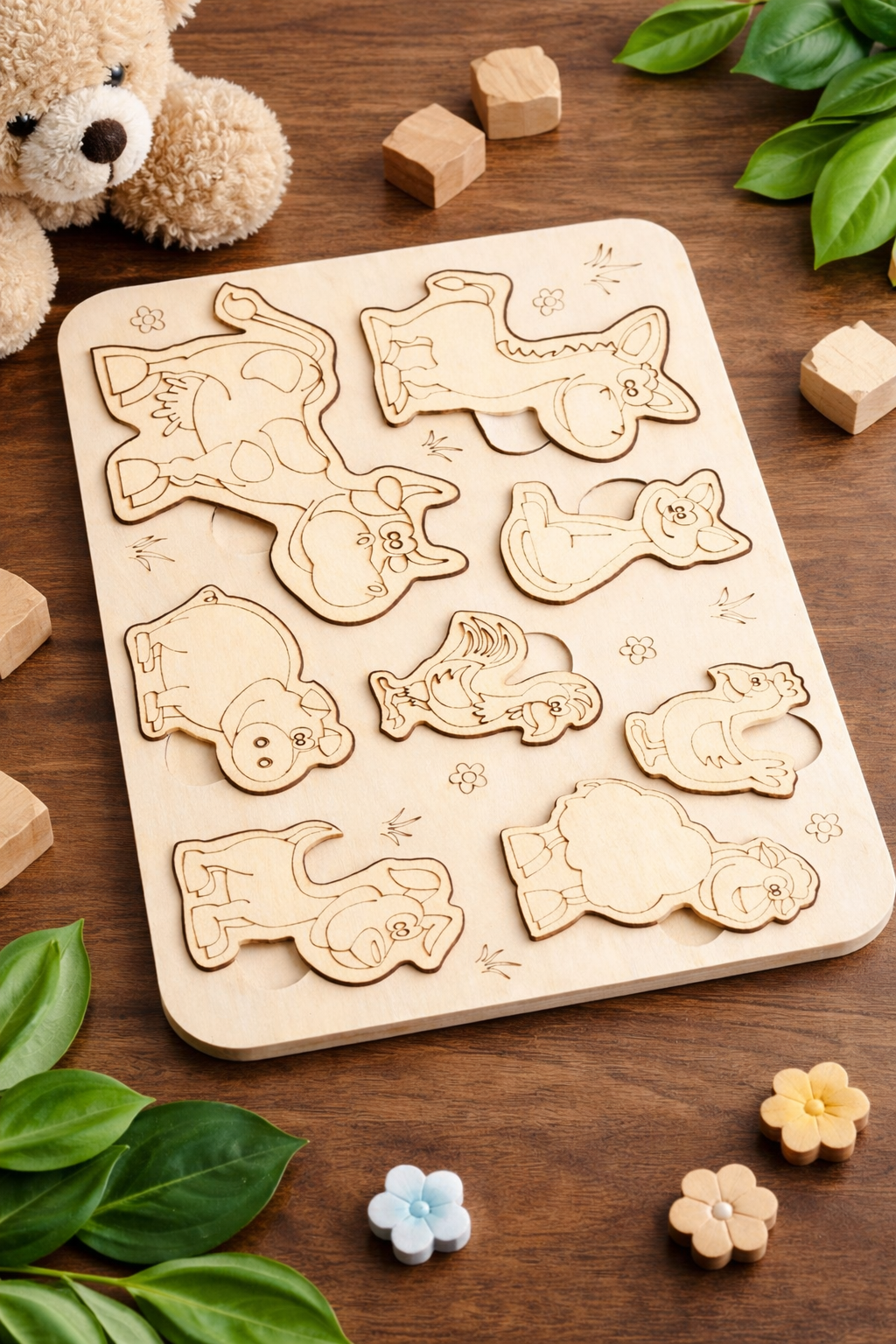 Puzzle Animaux en Bois – Jeu Éducatif pour Enfant