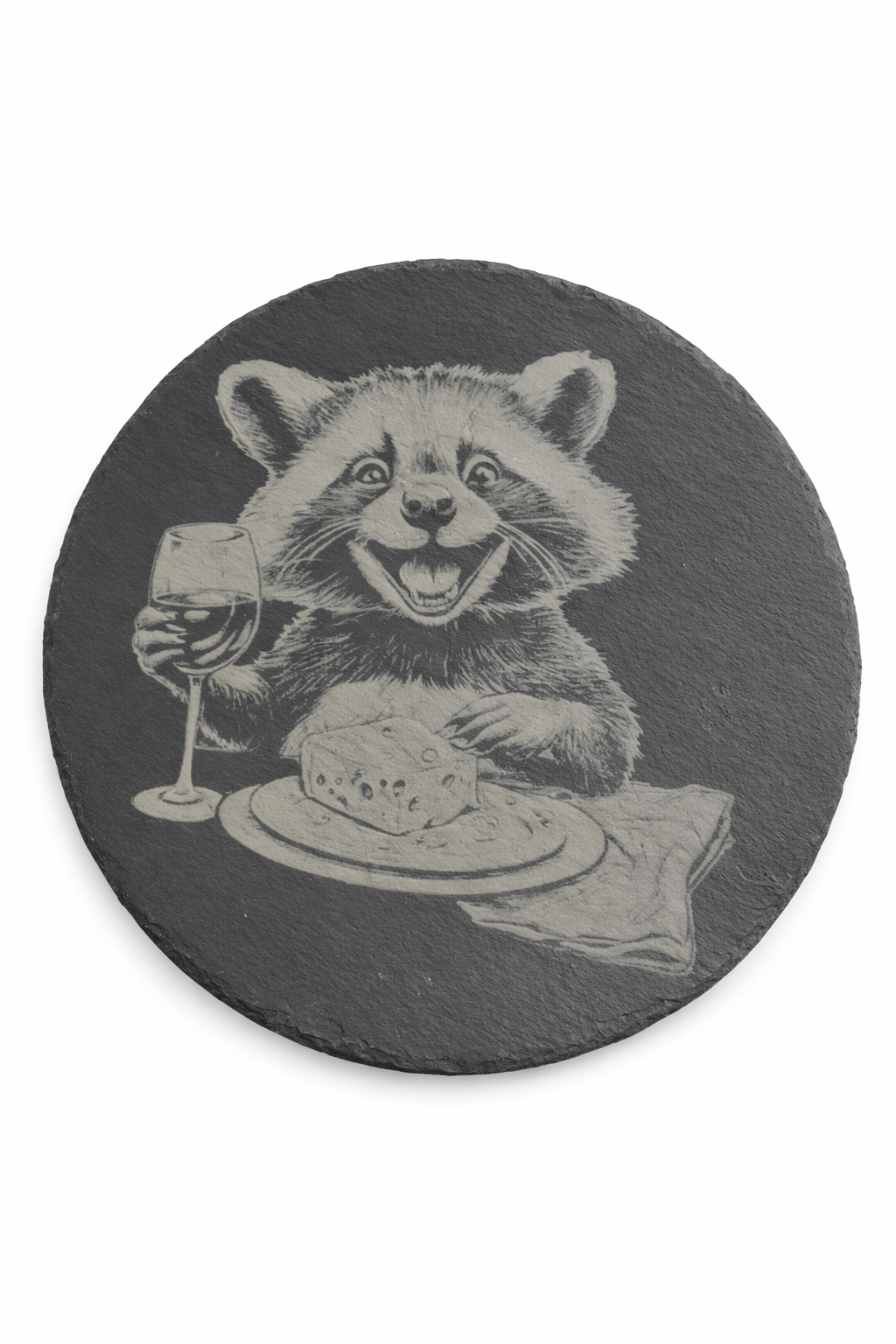 🦝 Ardoise décorative gravée – Raton laveur – 25 cm