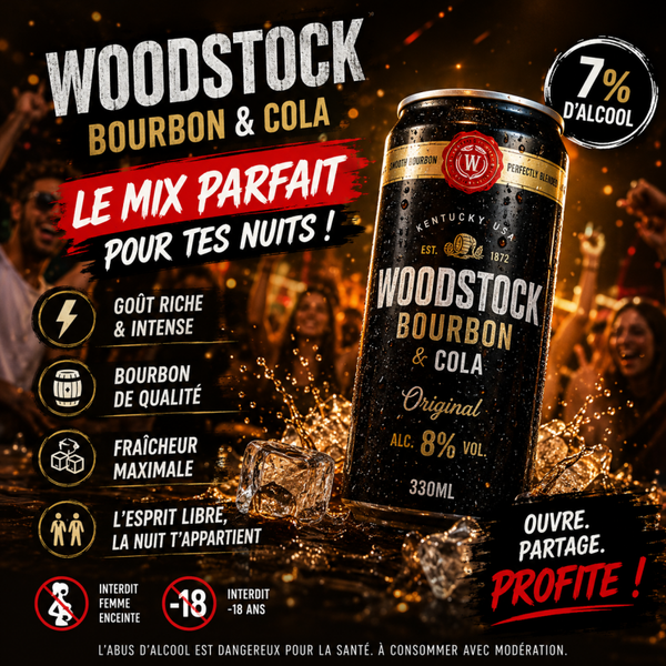 WOODSTOCK BOURBON COLA 330ML PACK DE 6