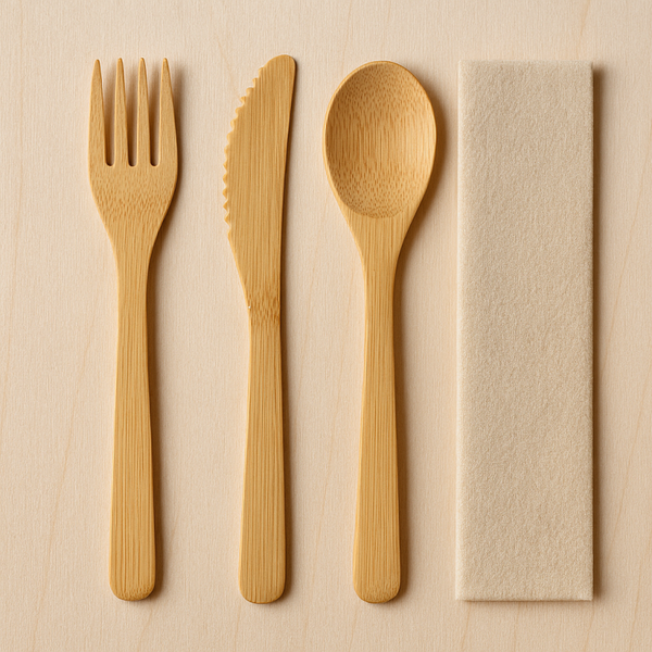 SET 3 COUVERTS BAMBOU + SERVIETTE