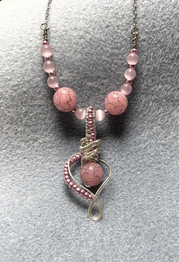 16 inch necklace with wire wrap pendant (s-37)