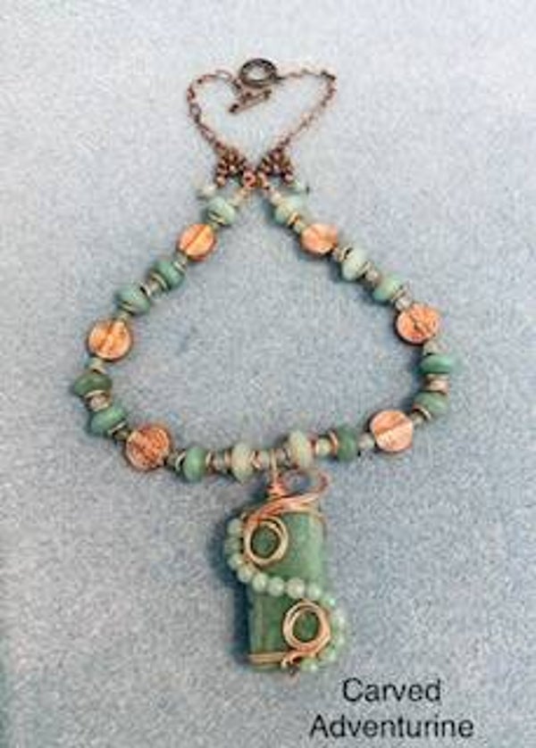 Necklace, wire wrap pendant (n-113)
