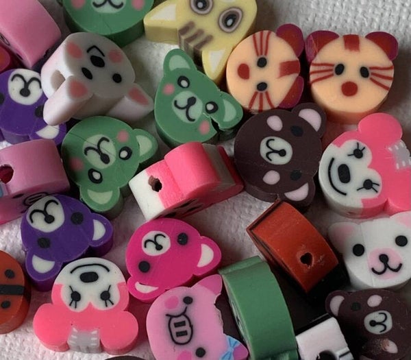 Polymeer kralen diertjes mix per 5 stuks