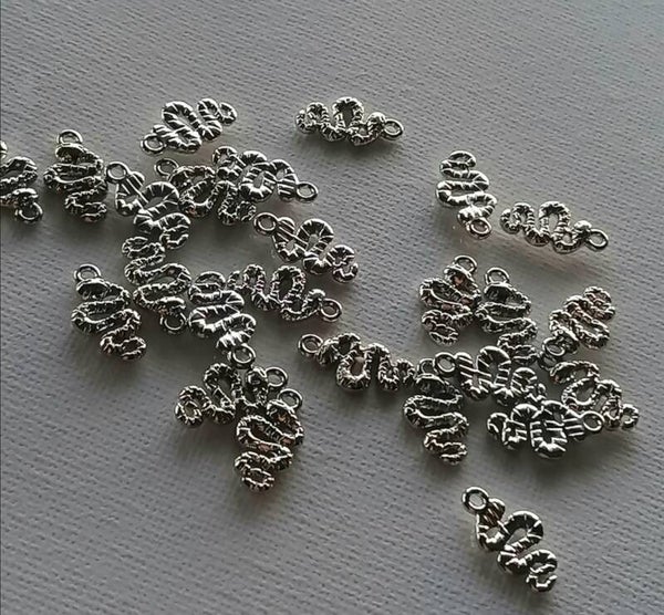 Zilveren slangen bedels per 2 stuks