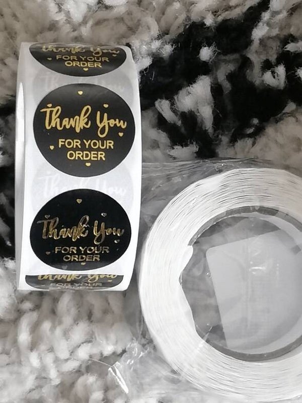 Stickerrol thank you zwart per hele rol