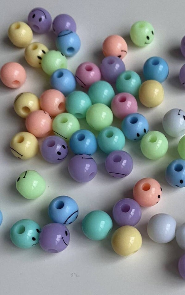 Acryl multicolour smiley kralen 2,5mm per 5 stuks