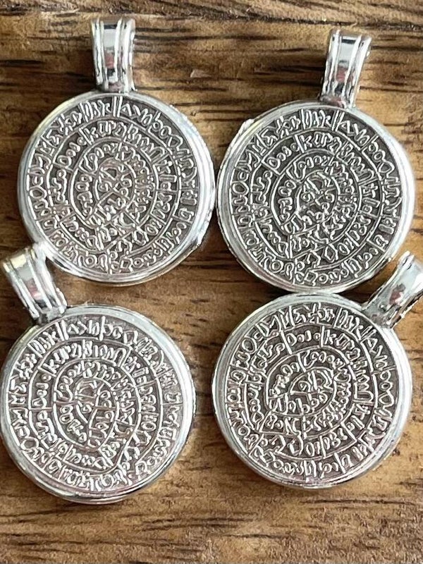 Zilveren Disk van Festos bedels per 2 stuks RVS