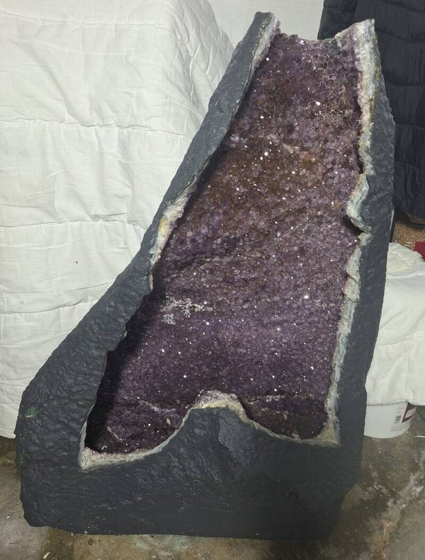 BIG AMETHYST GEODE + CALCITE, BRAZIL