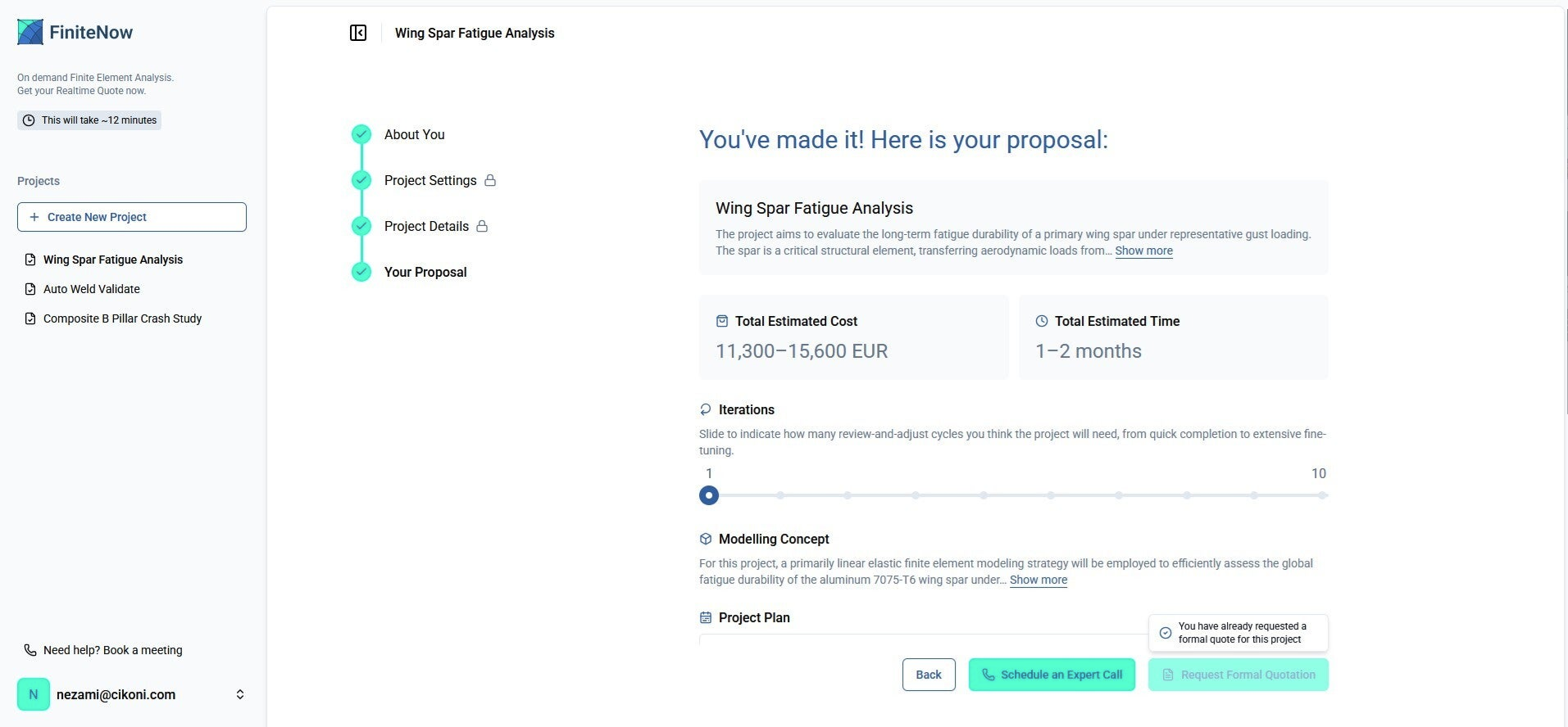 Instant Quote for SImulation Services