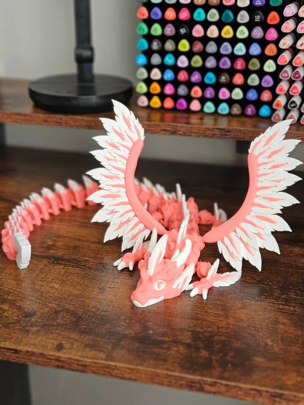 Kristallen Draak met Vleugels – Roze / Wit
