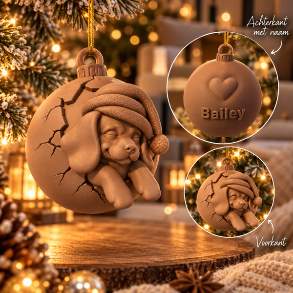 Gepersonaliseerde kerstbal met hond en naam