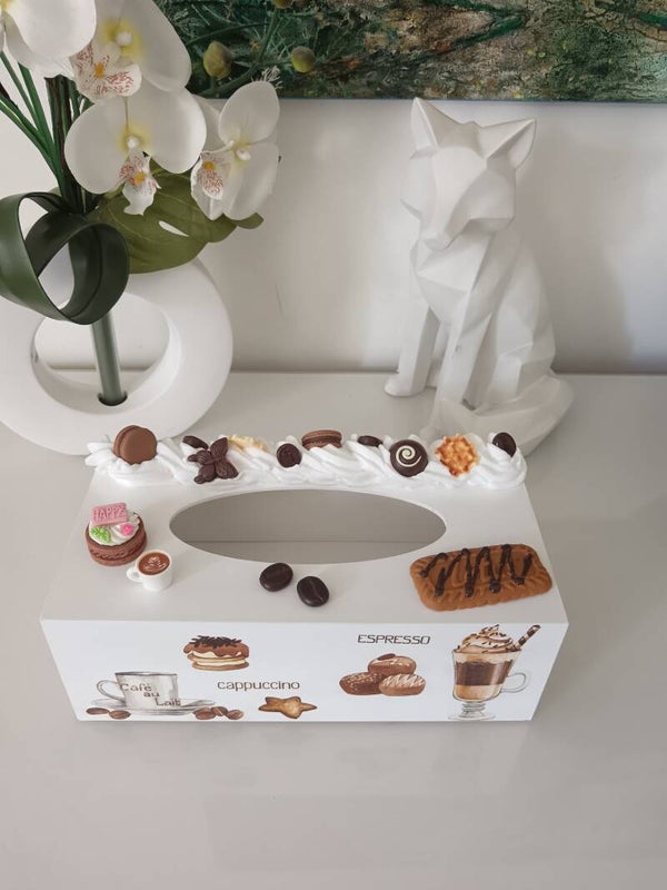 Boîte à mouchoirs "café et chocolat"