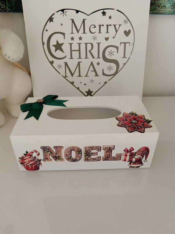 Boîte à mouchoirs "Noël et gnomes"