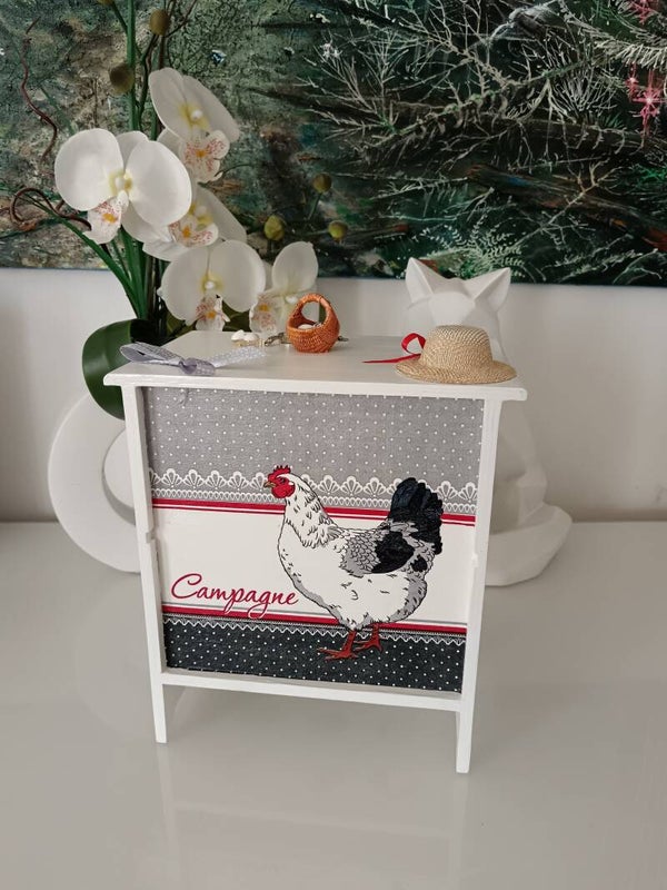 Armoire à oeufs "champêtre grise et noire"