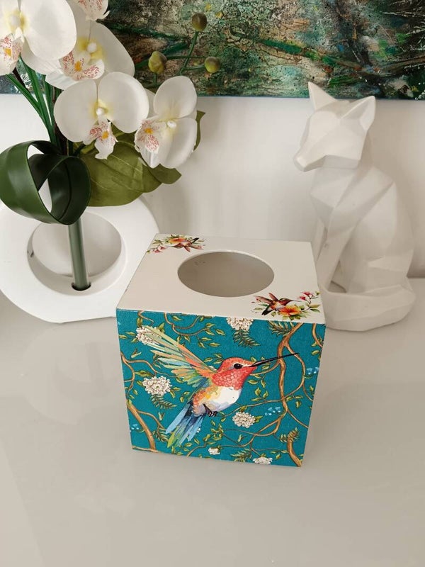 Boîte à mouchoirs "tropique et colibri"